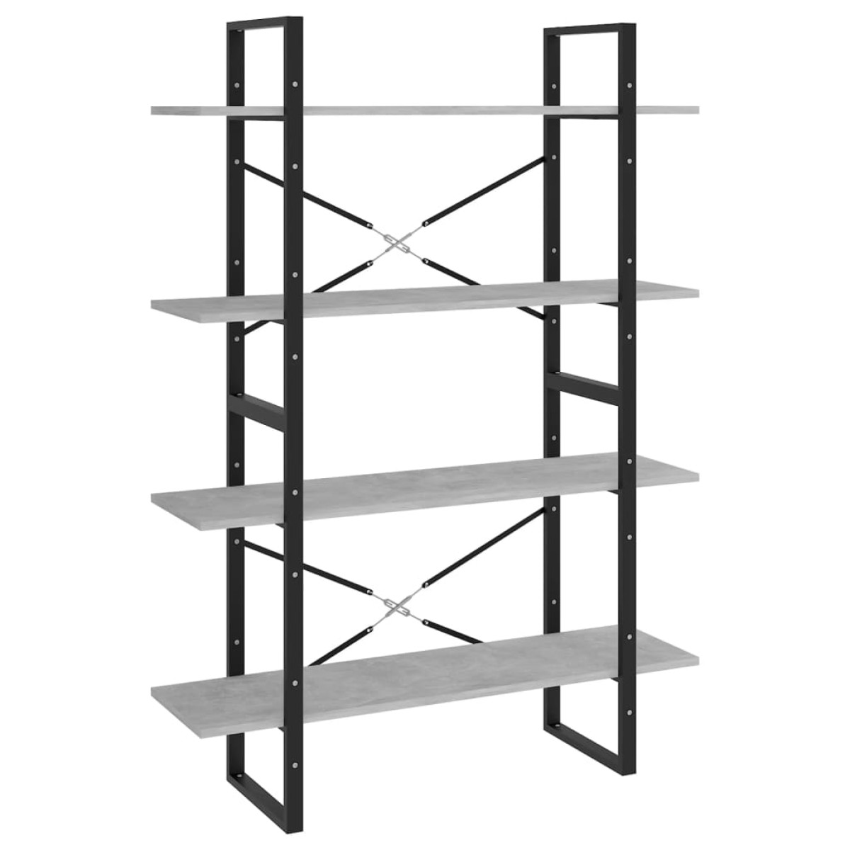 vidaXL Βιβλιοθήκη με 4 Ράφια Γκρι Σκυροδέμ. 100x30x140 εκ. Μοριοσανίδα
