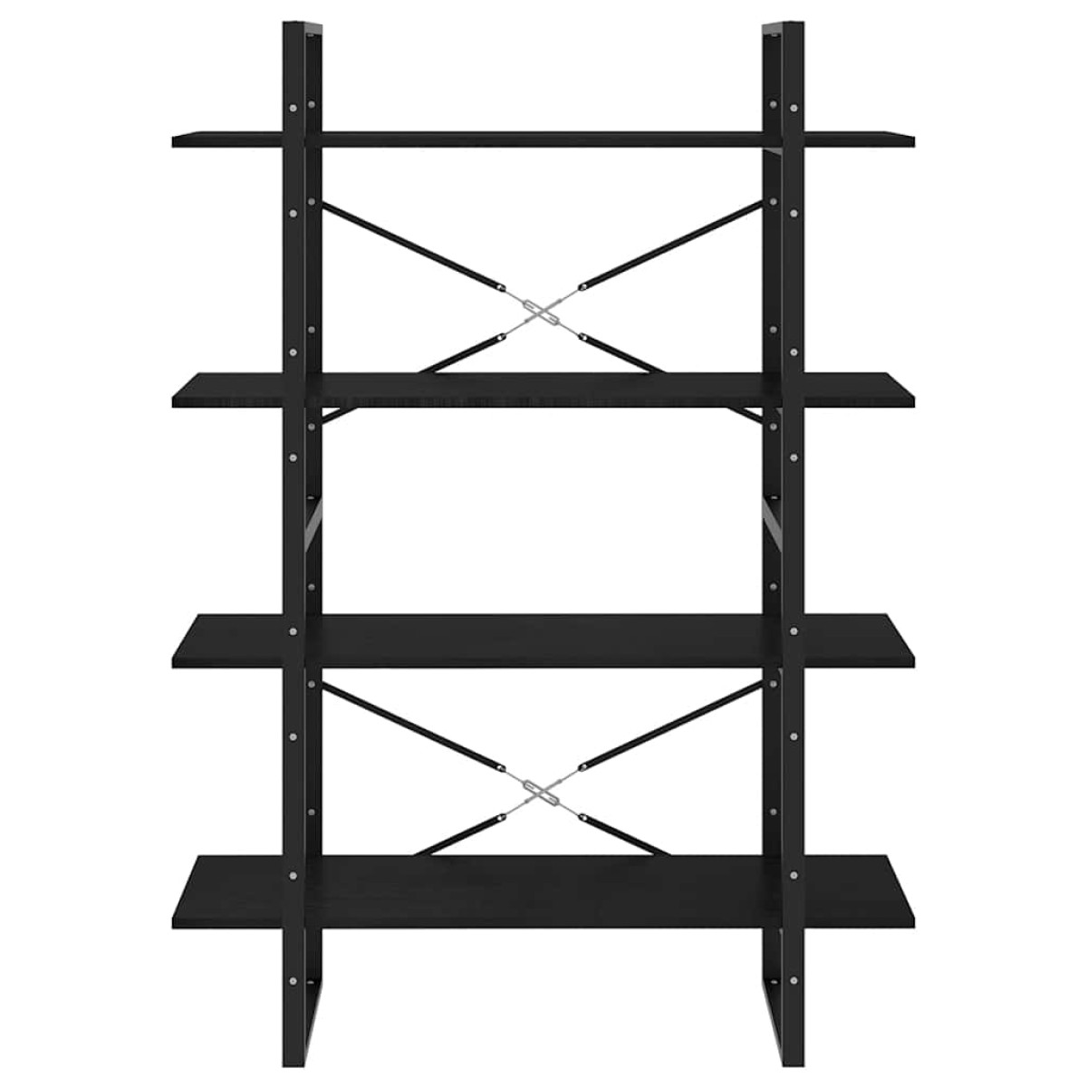 vidaXL Βιβλιοθήκη με 4 Ράφια Μαύρη 100x30x140 εκ. από Μασίφ Ξύλο Πεύκου