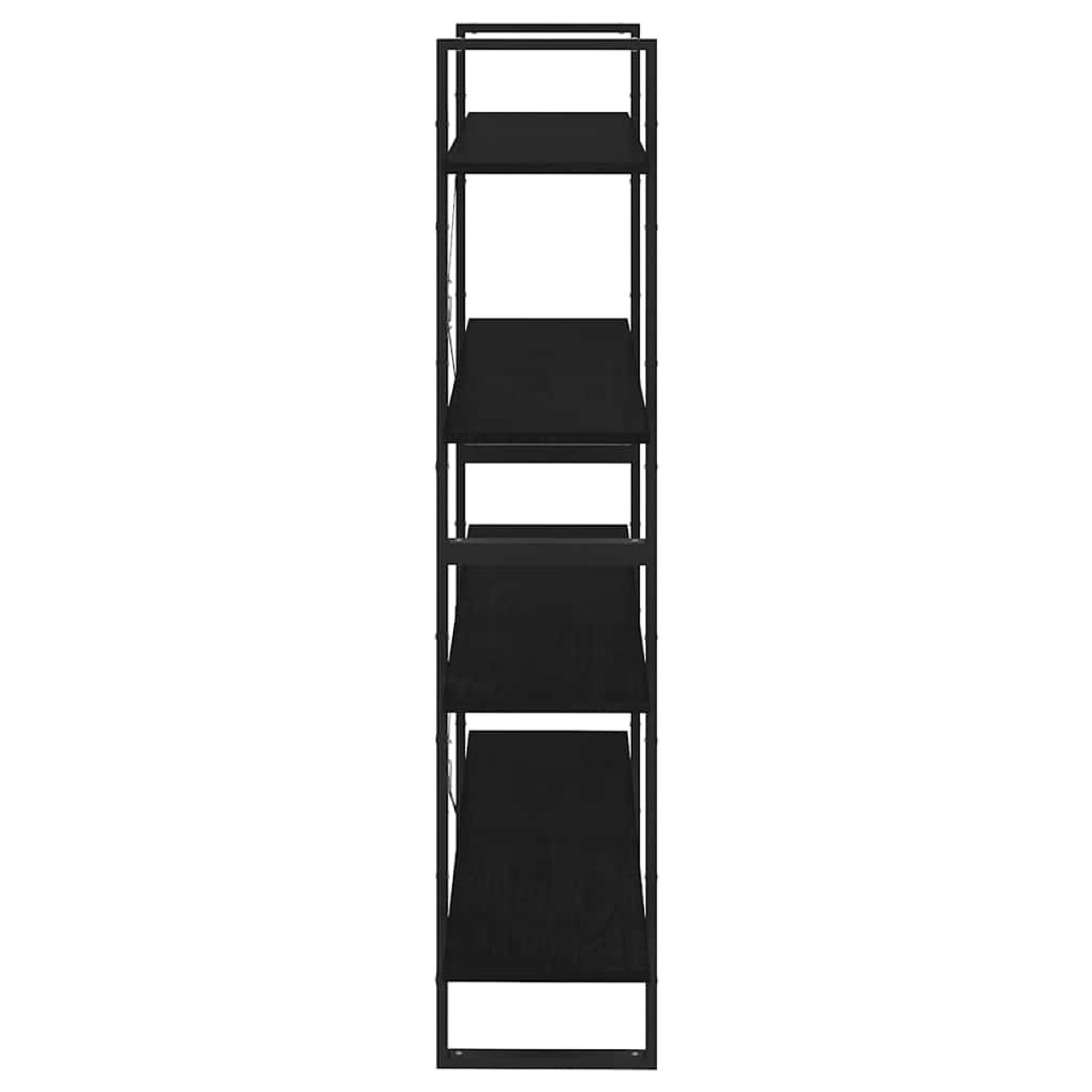 vidaXL Βιβλιοθήκη με 4 Ράφια Μαύρη 100x30x140 εκ. από Μασίφ Ξύλο Πεύκου