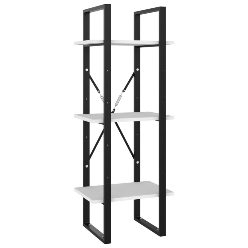 vidaXL Βιβλιοθήκη με 3 Ράφια Λευκή 40 x 30 x 105 εκ. από Επεξ. Ξύλο