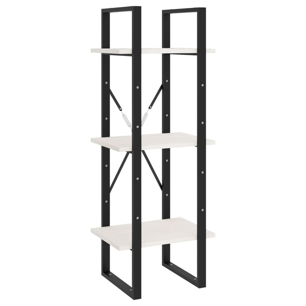 vidaXL Βιβλιοθήκη με 3 Ράφια Λευκή 40x30x105 εκ. από Μασίφ Ξύλο Πεύκου
