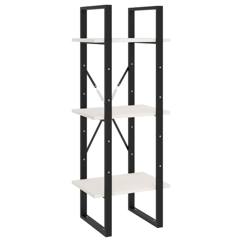 vidaXL Βιβλιοθήκη με 3 Ράφια Λευκή 40x30x105 εκ. από Μασίφ Ξύλο Πεύκου