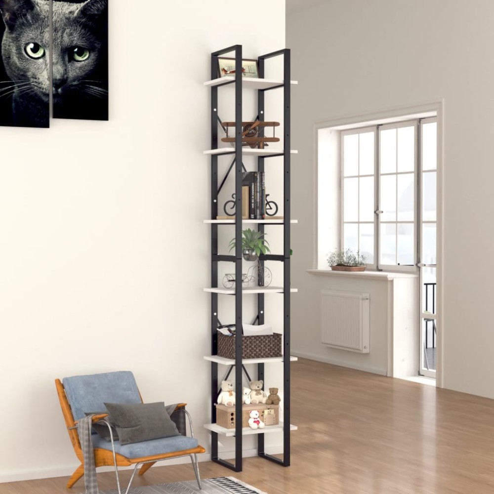 vidaXL Βιβλιοθήκη με 6 Ράφια Λευκή 40 x 30 x 210 εκ. από Επεξ. Ξύλο