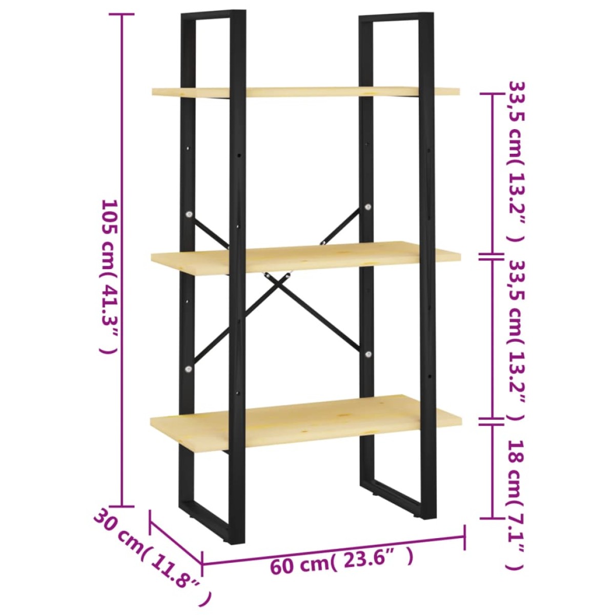 vidaXL Ράφι Αποθήκευσης 60 x 30 x 105 εκ από Μασίφ Ξύλο Πεύκου