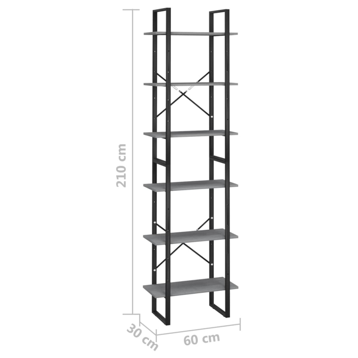 vidaXL Ράφι Αποθήκευσης Γκρι 60 x 30 x 210 εκ από Μασίφ Ξύλο Πεύκου