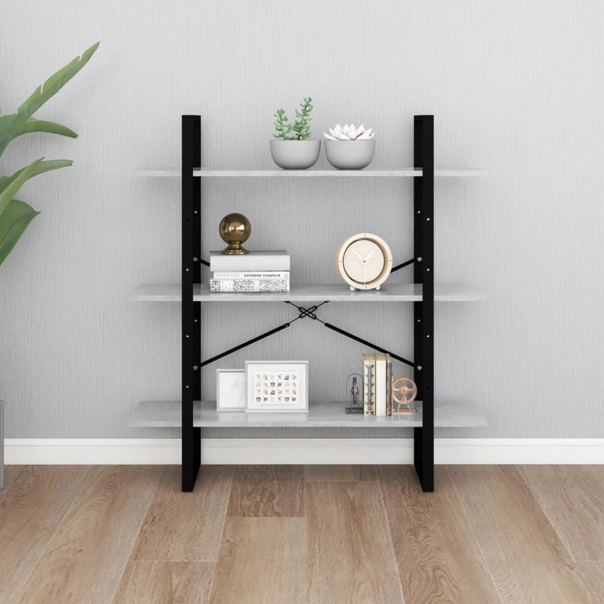 vidaXL Βιβλιοθήκη Γκρι Σκυροδέματος 100 x 30 x 105 εκ. από Μοριοσανίδα