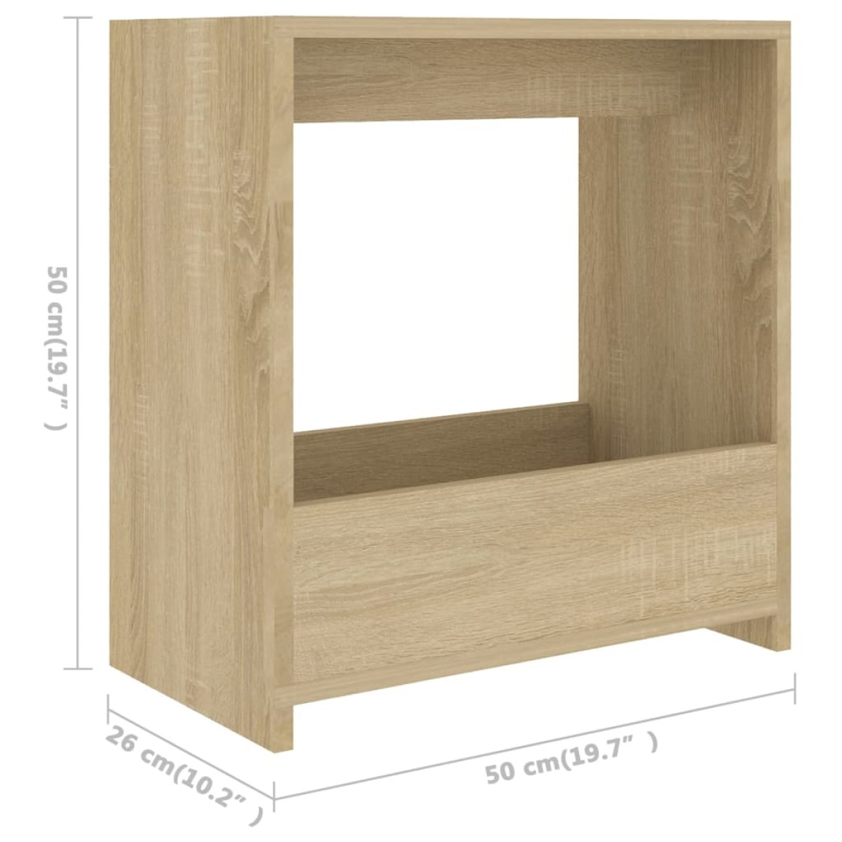 vidaXL Τραπέζι Βοηθητικό Sonoma Δρυς 50 x 26 x 50 εκ. από Μοριοσανίδα