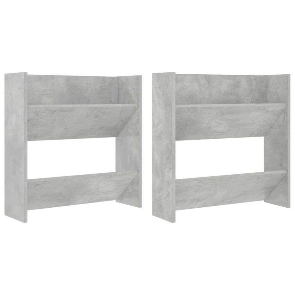 vidaXL Παπουτσοθήκες Τοίχου 2 τεμ. Γκρι Σκυρ. 60x18x60 εκ. Μοριοσανίδα