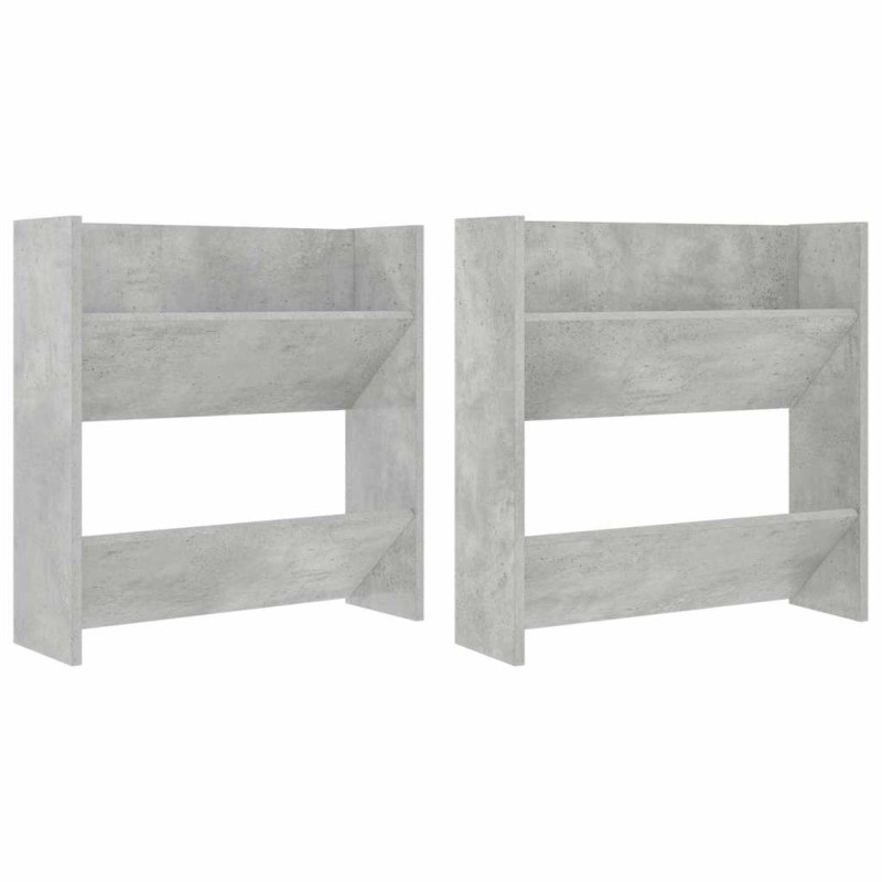vidaXL Παπουτσοθήκες Τοίχου 2 τεμ. Γκρι Σκυρ. 60x18x60 εκ. Μοριοσανίδα