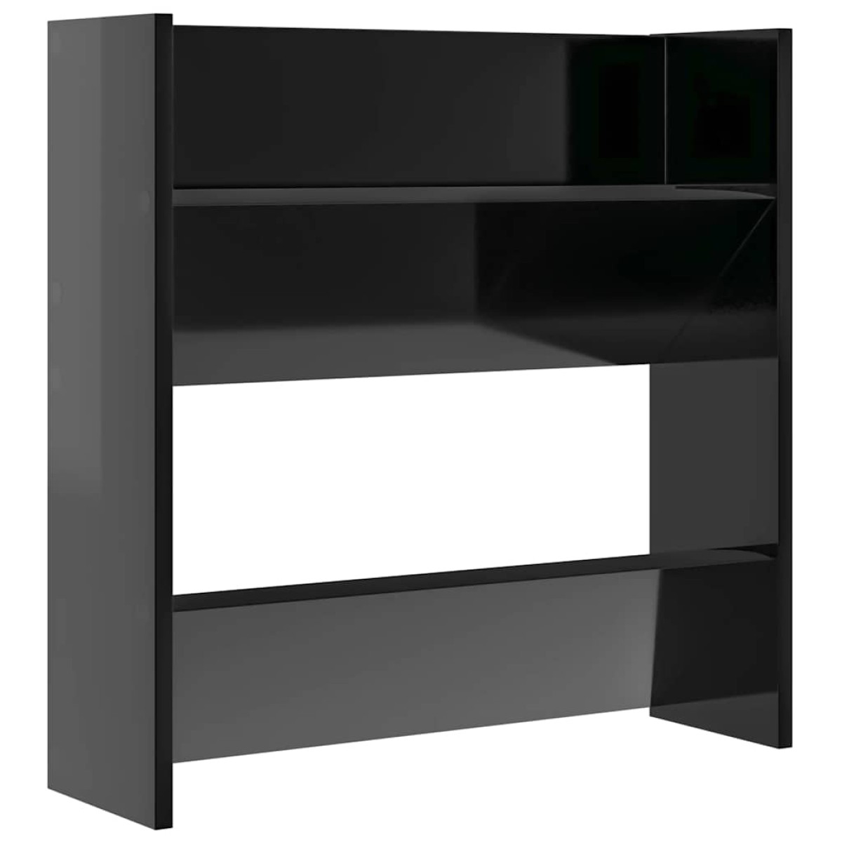 vidaXL Παπουτσοθήκες Τοίχου 2 τεμ. Γυαλ. Μαύρο 60x18x60εκ. Μοριοσανίδα
