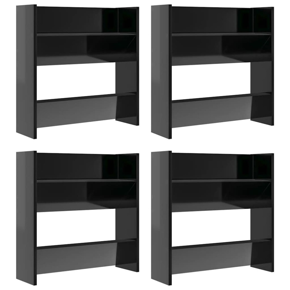 vidaXL Παπουτσοθήκες 4 τεμ. Γυαλ. Μαύρο 60 x 18 x 60 εκ. Επεξ. Ξύλο