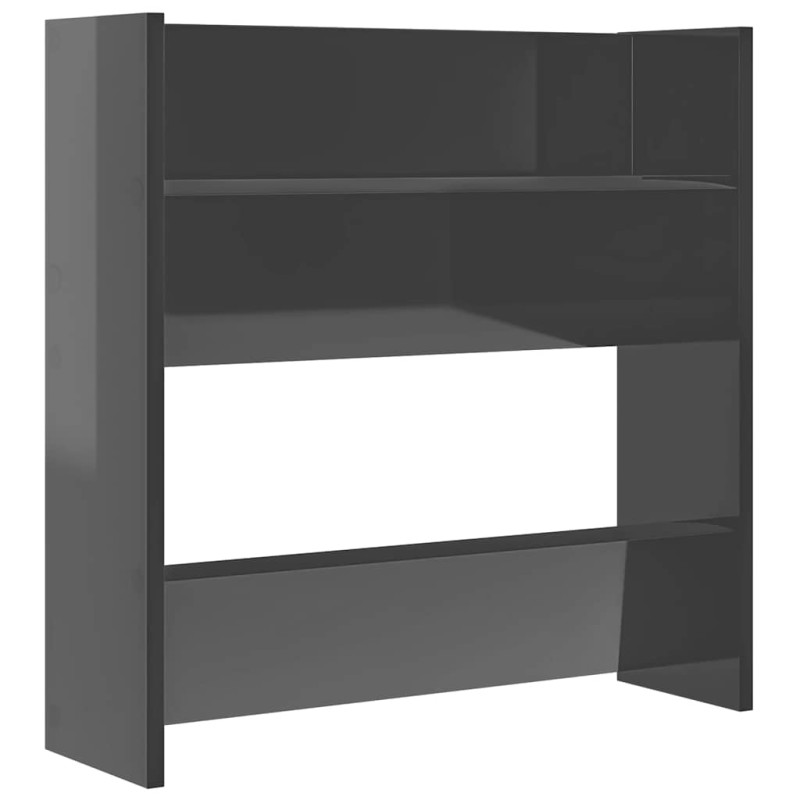 vidaXL Παπουτσοθήκη Τοίχου Γυαλιστερό Γκρι 60 x 18 x 60 εκ Επεξ. Ξύλο