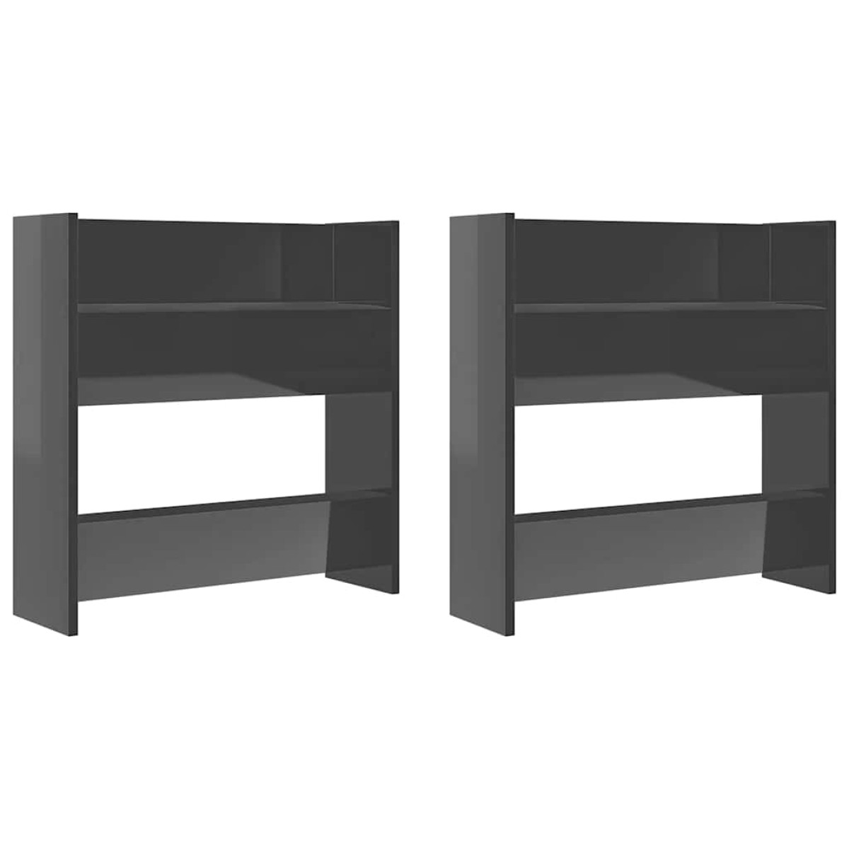 vidaXL Παπουτσοθήκες Τοίχου 2 τεμ. Γυαλ. Γκρι 60x18x60εκ. Μοριοσανίδα