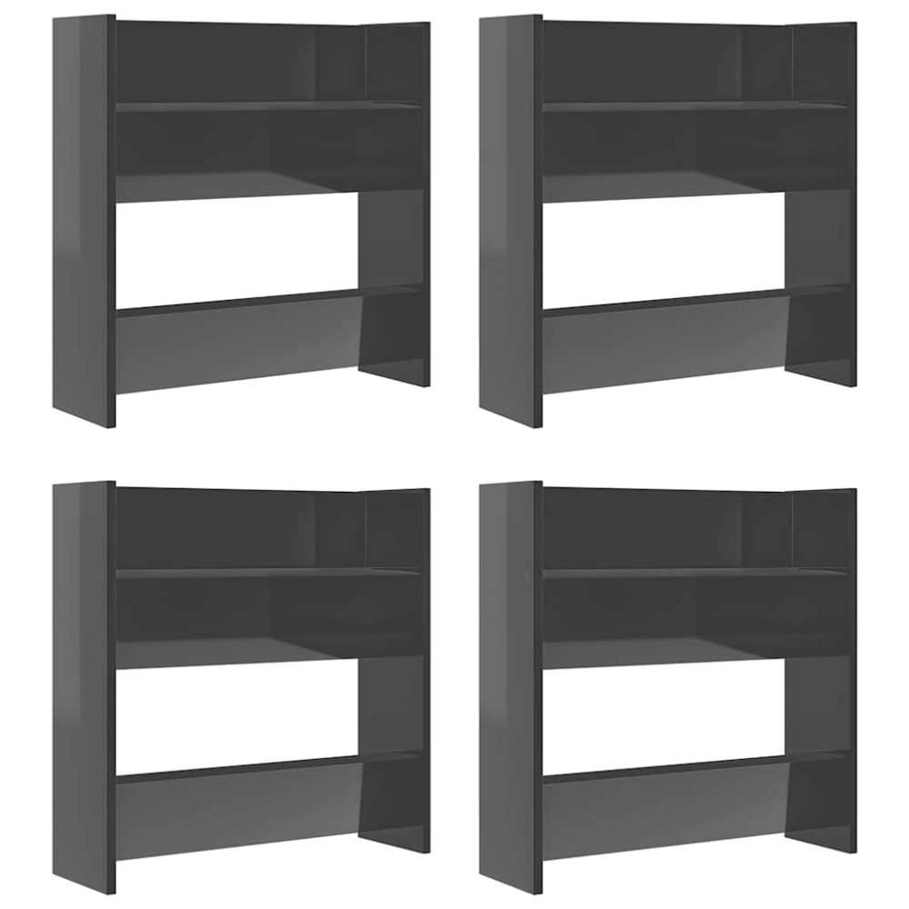 vidaXL Παπουτσοθήκες 4 τεμ. Γυαλ. Γκρι 60 x 18 x 60 εκ. Επεξ. Ξύλο