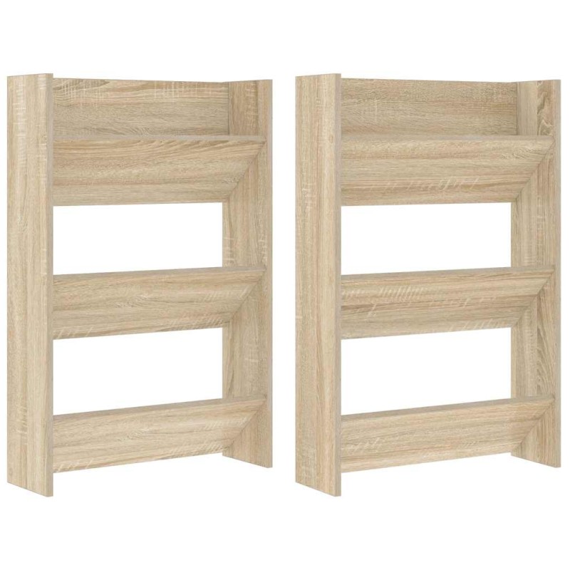 vidaXL Παπουτσοθήκες Τοίχου 2 τεμ. Sonoma Δρυς 60x18x90εκ. Μοριοσανίδα