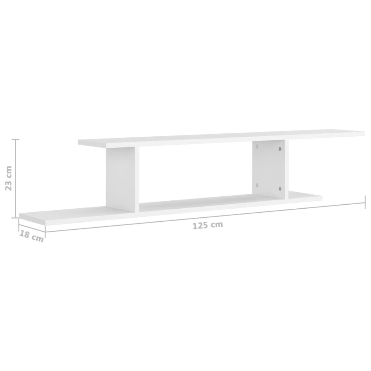 vidaXL Ράφι Τηλεόρασης Επιτοίχιο Λευκό 125 x 18 x 23 εκ. Μοριοσανίδα