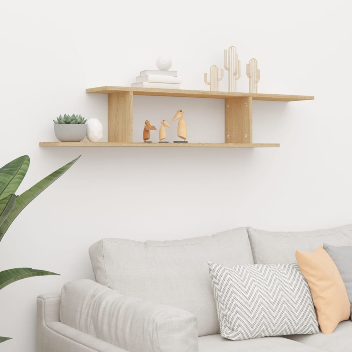 vidaXL Ράφι Τηλεόρασης Επιτοίχιο Sonoma Δρυς 125x18x23 εκ. Μοριοσανίδα