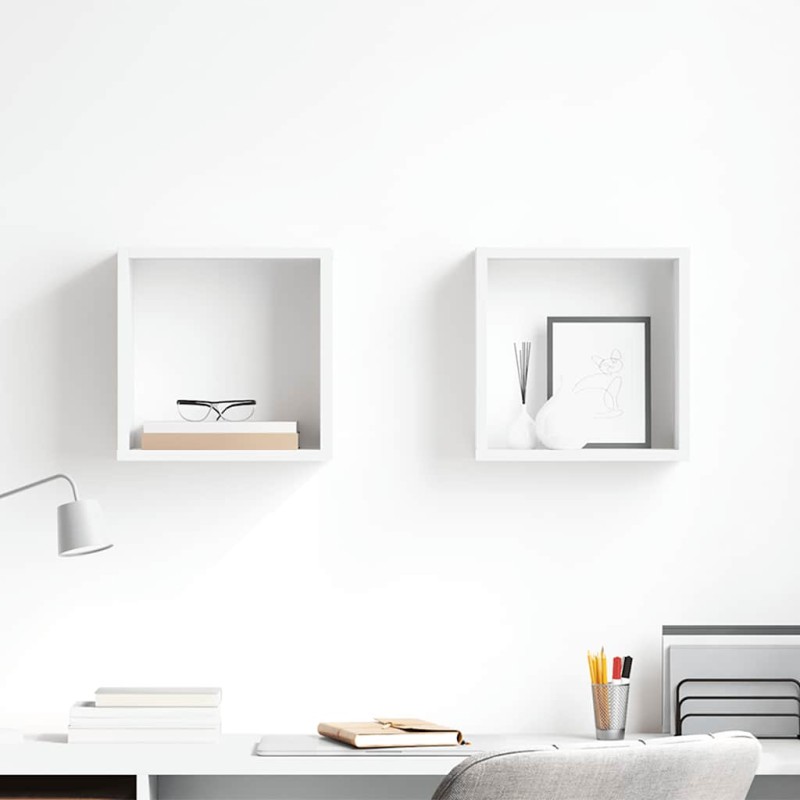 vidaXL Ράφια Κύβοι Τοίχου 2 τεμ. Λευκά 30 x 15 x 30 εκ. από MDF