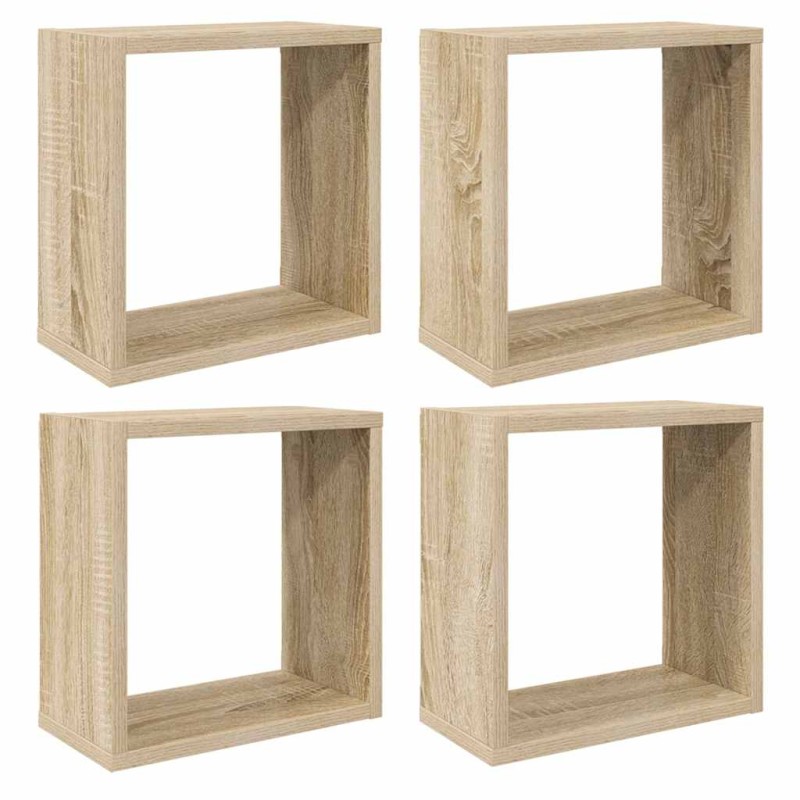 vidaXL Ράφια Κύβοι Τοίχου 4 τεμ. Sonoma Δρυς 30 x 15 x 30 εκ.