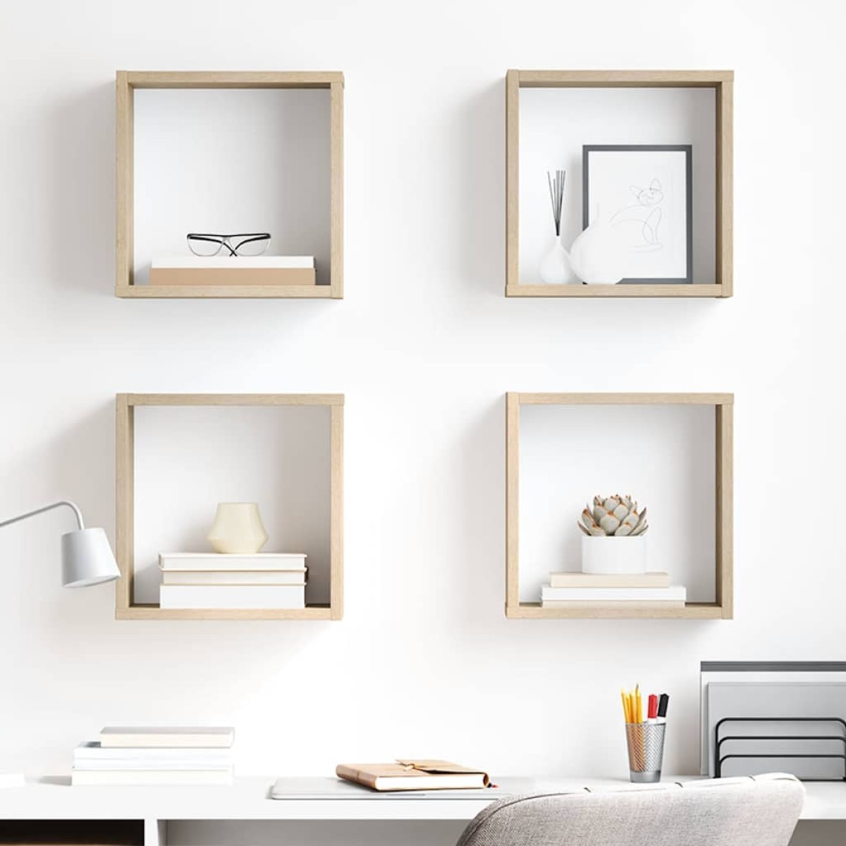 vidaXL Ράφια Κύβοι Τοίχου 4 τεμ. Sonoma Δρυς 30 x 15 x 30 εκ.