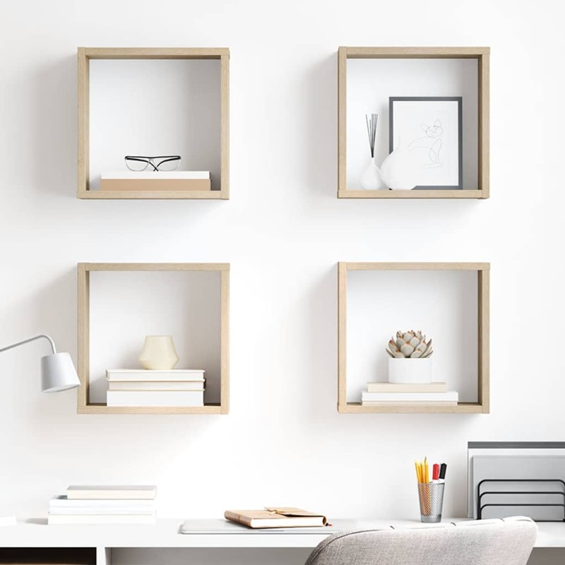 vidaXL Ράφια Κύβοι Τοίχου 4 τεμ. Sonoma Δρυς 30 x 15 x 30 εκ.