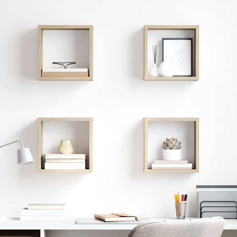 vidaXL Ράφια Κύβοι Τοίχου 4 τεμ. Sonoma Δρυς 26 x 15 x 26 εκ.