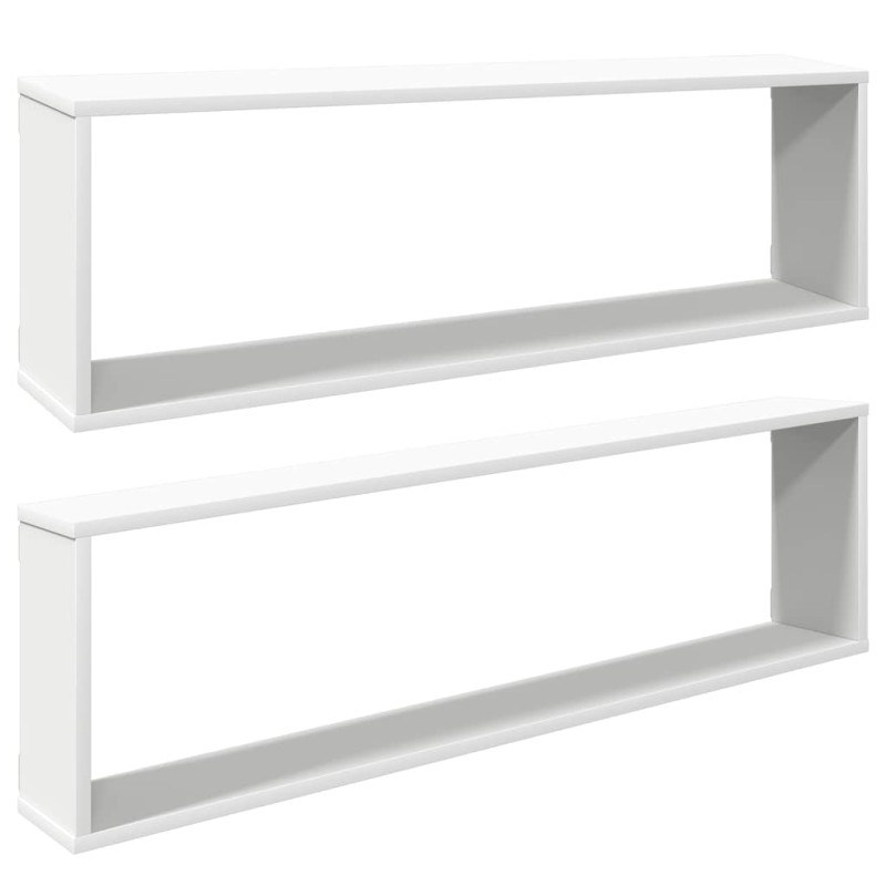 vidaXL Ράφια Κύβοι Τοίχου 2 τεμ. Λευκά 100 x 15 x 30 εκ. Επεξ. Ξύλο