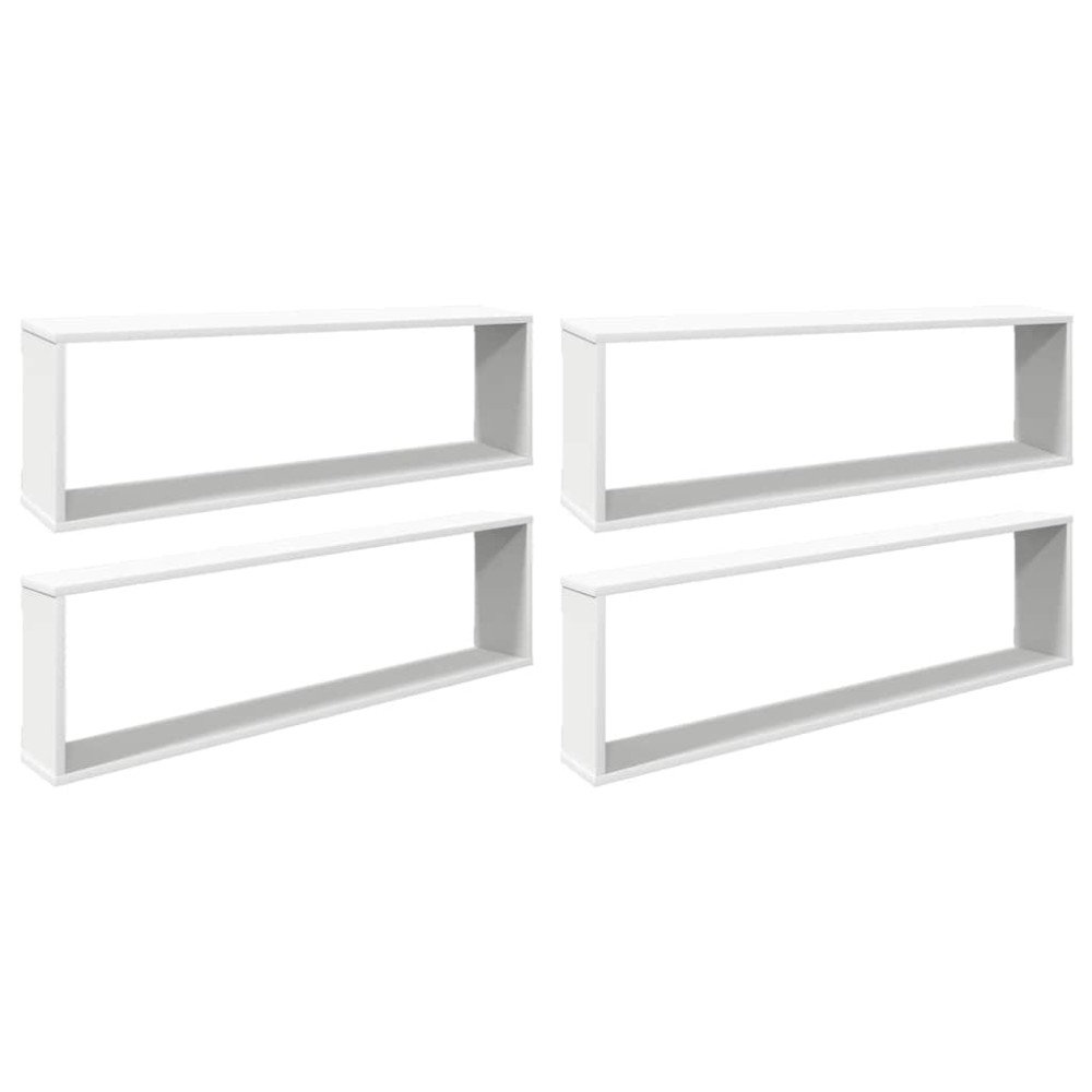 vidaXL Ράφια Κύβοι Τοίχου 4 τεμ. Λευκά 100 x 15 x 30 εκ. Επεξ. Ξύλο