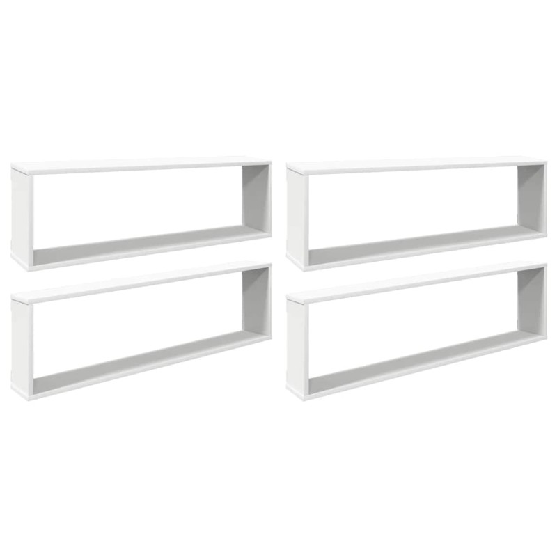 vidaXL Ράφια Κύβοι Τοίχου 4 τεμ. Λευκά 100 x 15 x 30 εκ. Επεξ. Ξύλο