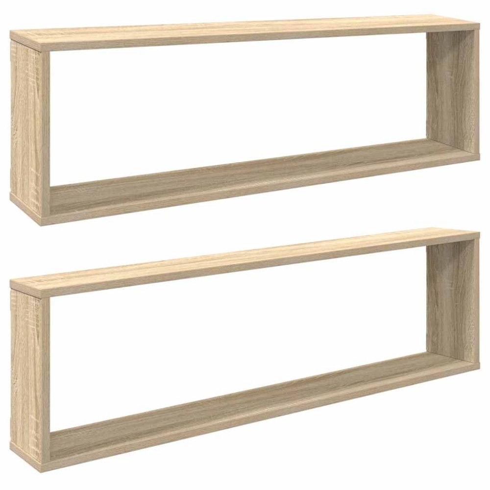 vidaXL Ράφια Κύβοι Τοίχου 2 τεμ. Sonoma Δρυς 100x15x30 εκ. Επεξ. Ξύλο