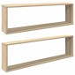 vidaXL Ράφια Κύβοι Τοίχου 2 τεμ. Sonoma Δρυς 100x15x30 εκ. Μοριοσανίδα