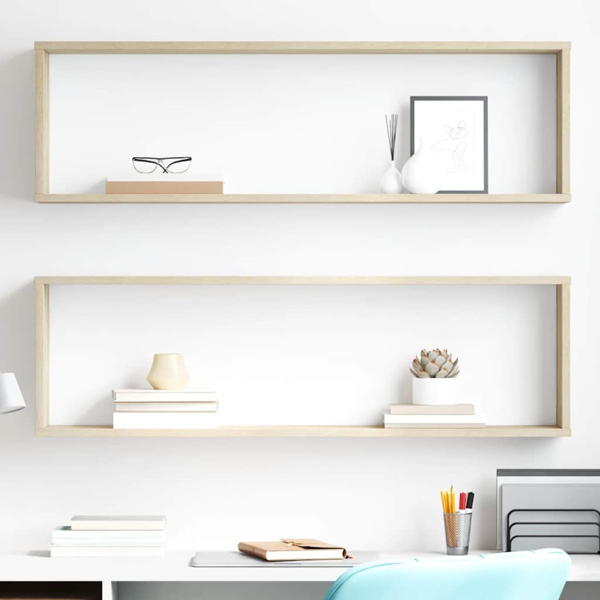 vidaXL Ράφια Κύβοι Τοίχου 2 τεμ. Sonoma Δρυς 100x15x30 εκ. Μοριοσανίδα