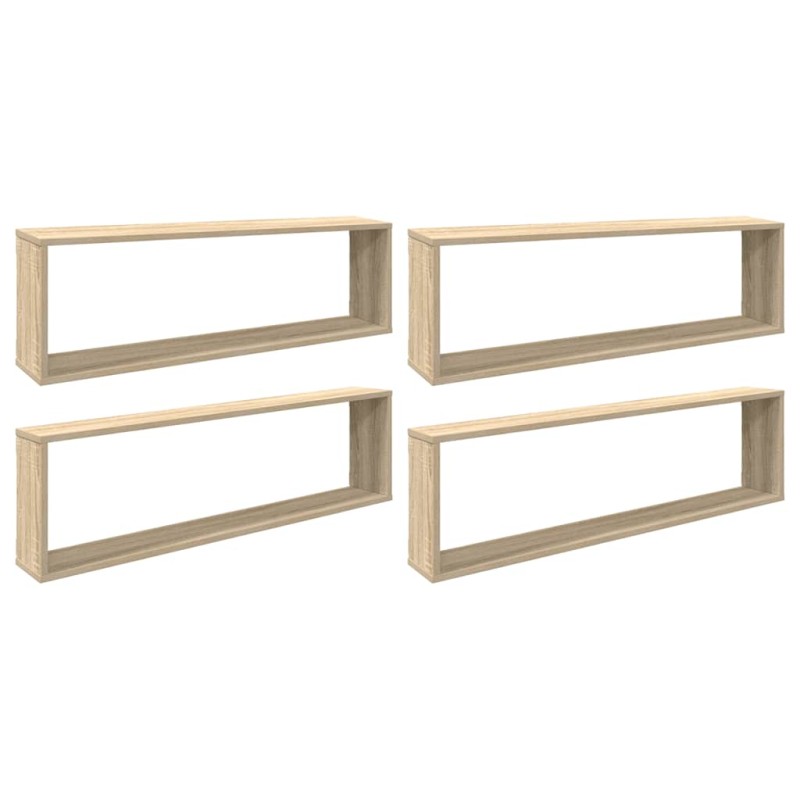 vidaXL Ράφια Κύβοι Τοίχου 4 τεμ. Sonoma Δρυς 100x15x30 εκ. Επεξ. Ξύλο