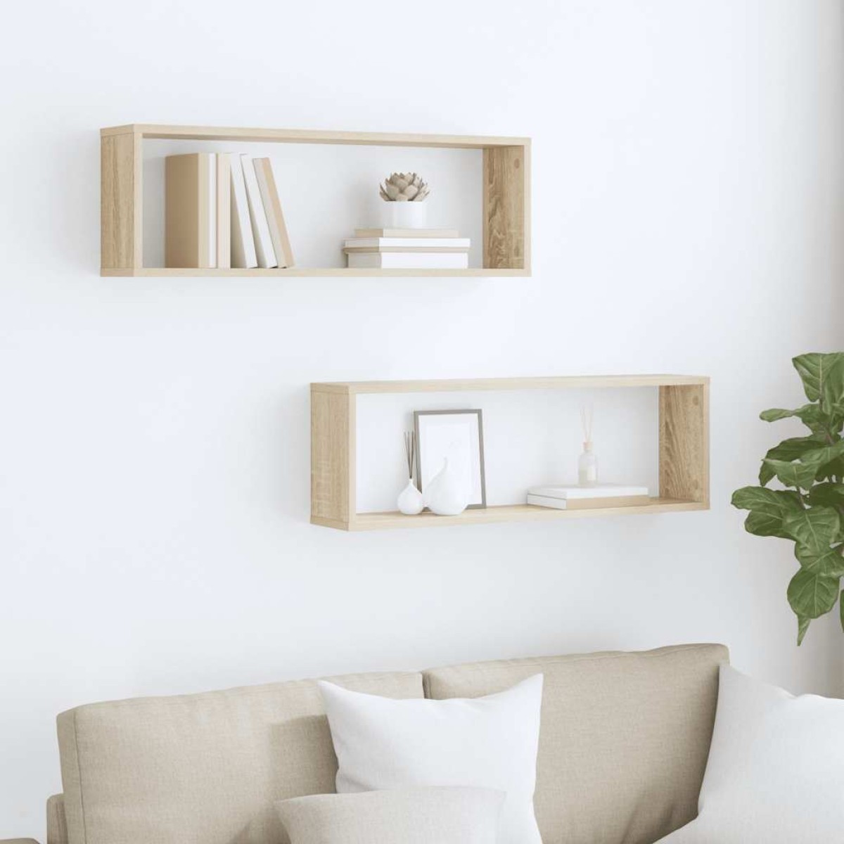 vidaXL Ράφια Κύβοι Τοίχου 2 τεμ. Sonoma Δρυς 80x15x26,5εκ. Μοριοσανίδα
