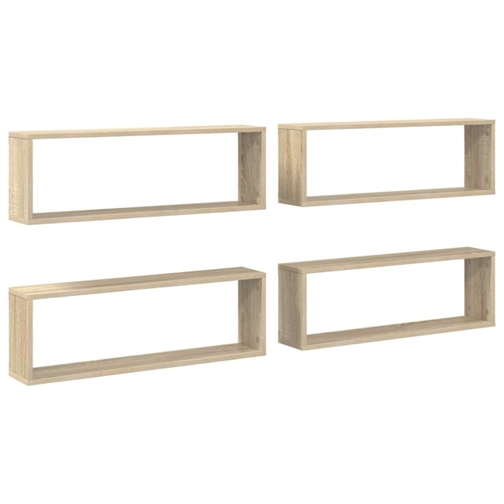 vidaXL Ράφια Κύβοι Τοίχου 4 τεμ. Sonoma Δρυς 80x15x26,5εκ. Επεξ. Ξύλο