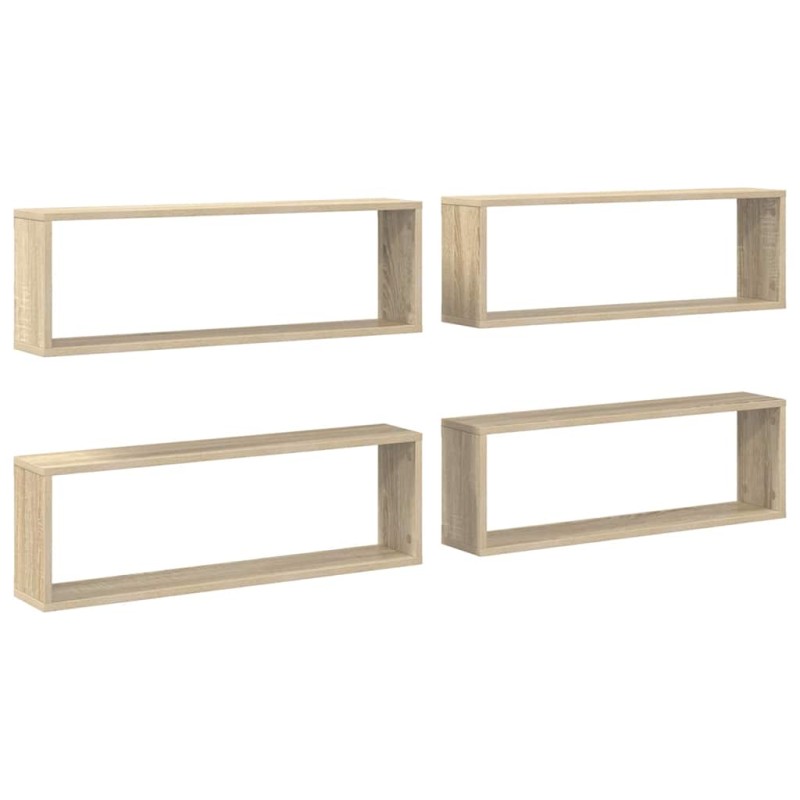 vidaXL Ράφια Κύβοι Τοίχου 4 τεμ. Sonoma Δρυς 80x15x26,5εκ. Επεξ. Ξύλο