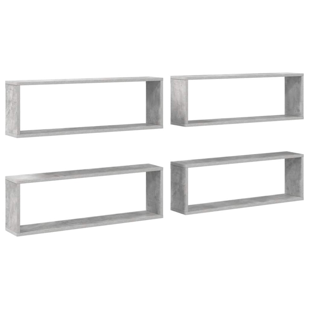 vidaXL Ράφια Κύβοι Τοίχου 4 τεμ. Γκρι Σκυρ. 80x15x26,5 εκ. Επεξ. Ξύλο