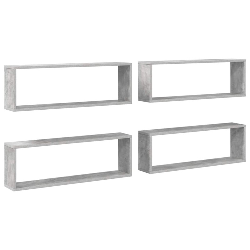 vidaXL Ράφια Κύβοι Τοίχου 4 τεμ. Γκρι Σκυρ. 80x15x26,5 εκ. Επεξ. Ξύλο