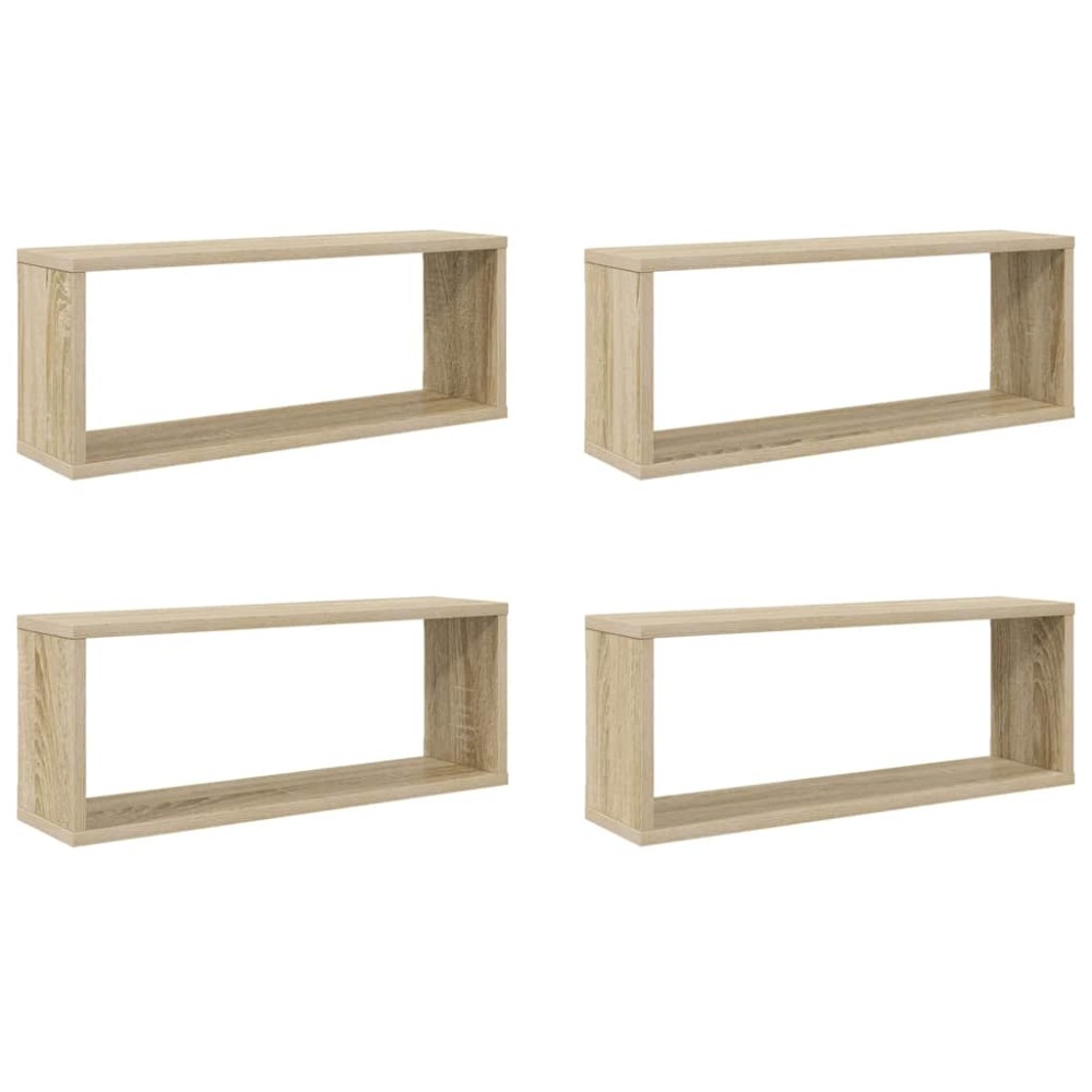 vidaXL Ράφια Κύβοι Τοίχου 4 τεμ. Sonoma Δρυς 60x15x23 εκ. Επεξ. Ξύλο