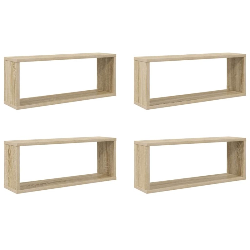 vidaXL Ράφια Κύβοι Τοίχου 4 τεμ. Sonoma Δρυς 60x15x23 εκ. Επεξ. Ξύλο