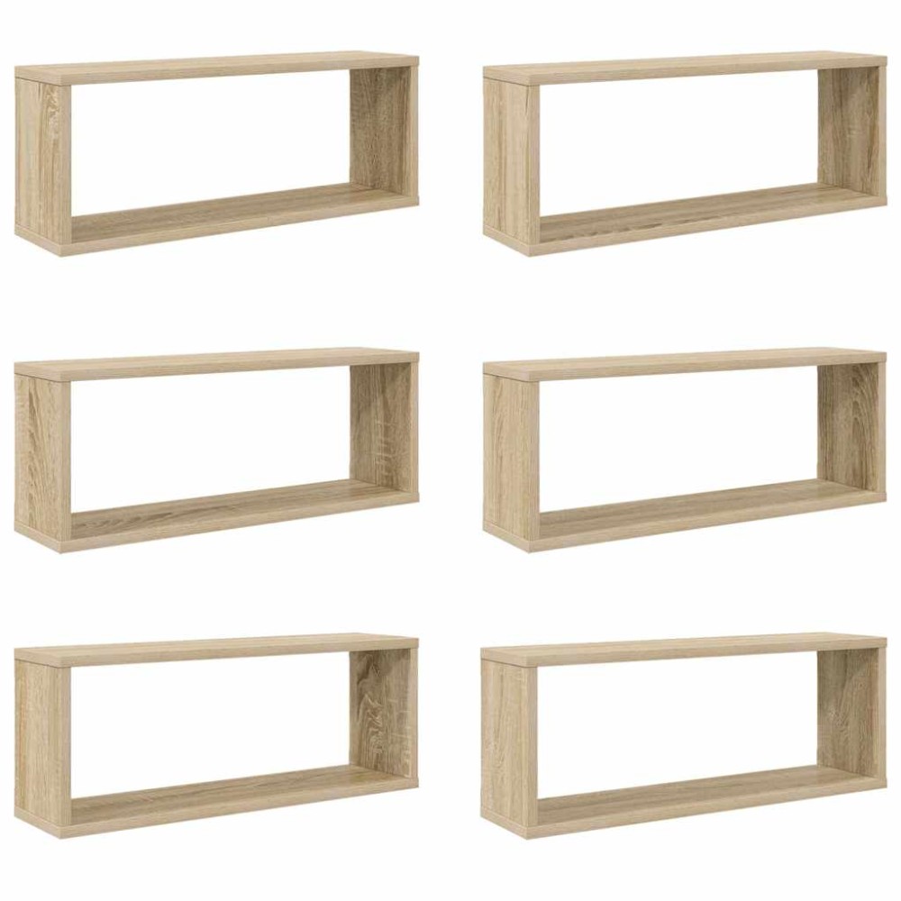 vidaXL Ράφια Κύβοι Τοίχου 6 τεμ. Sonoma Δρυς 60x15x23 εκ. Επεξ. Ξύλο