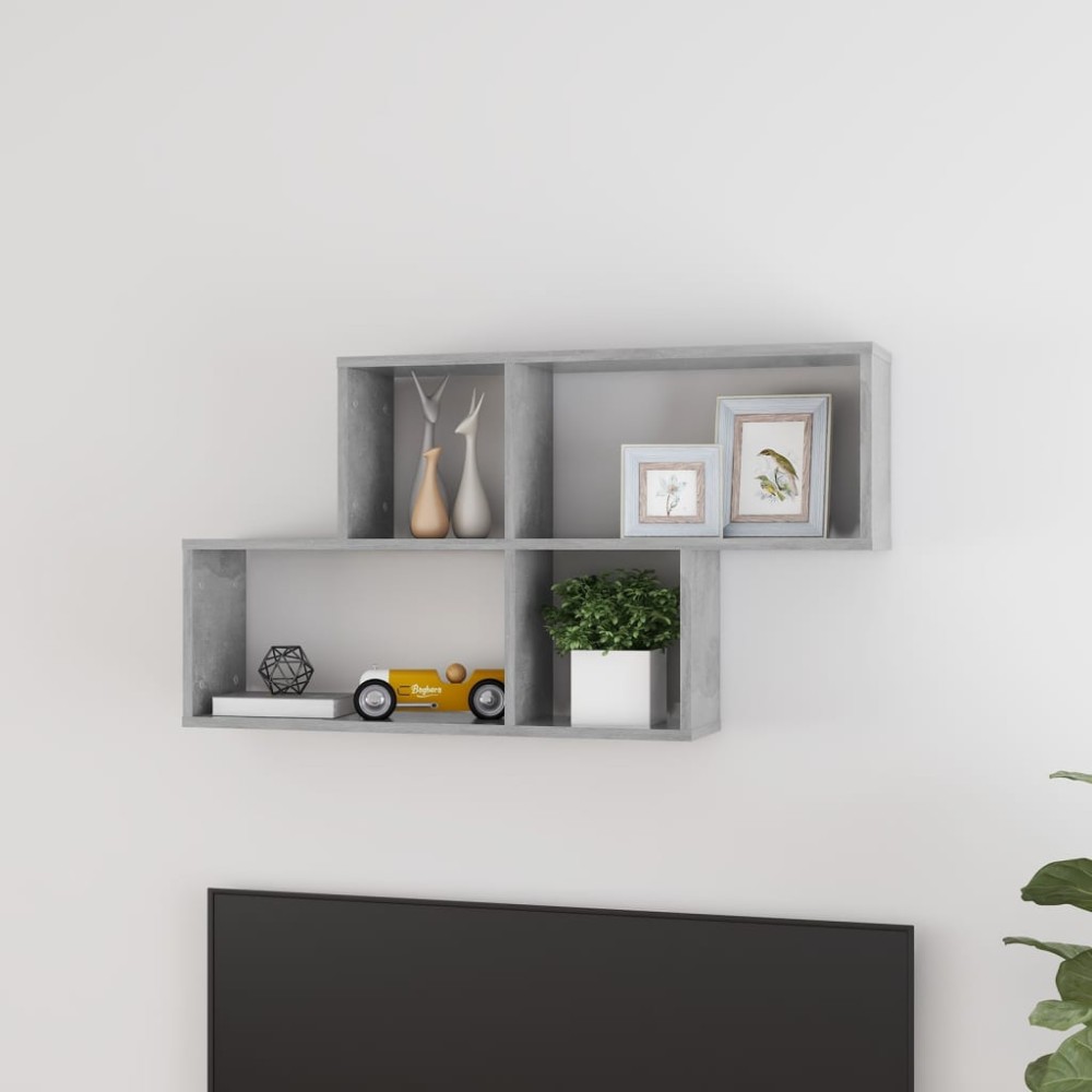 vidaXL Ράφι Τοίχου Γκρι Σκυροδέματος 100 x 18 x 53 εκ. από Επεξ. Ξύλο