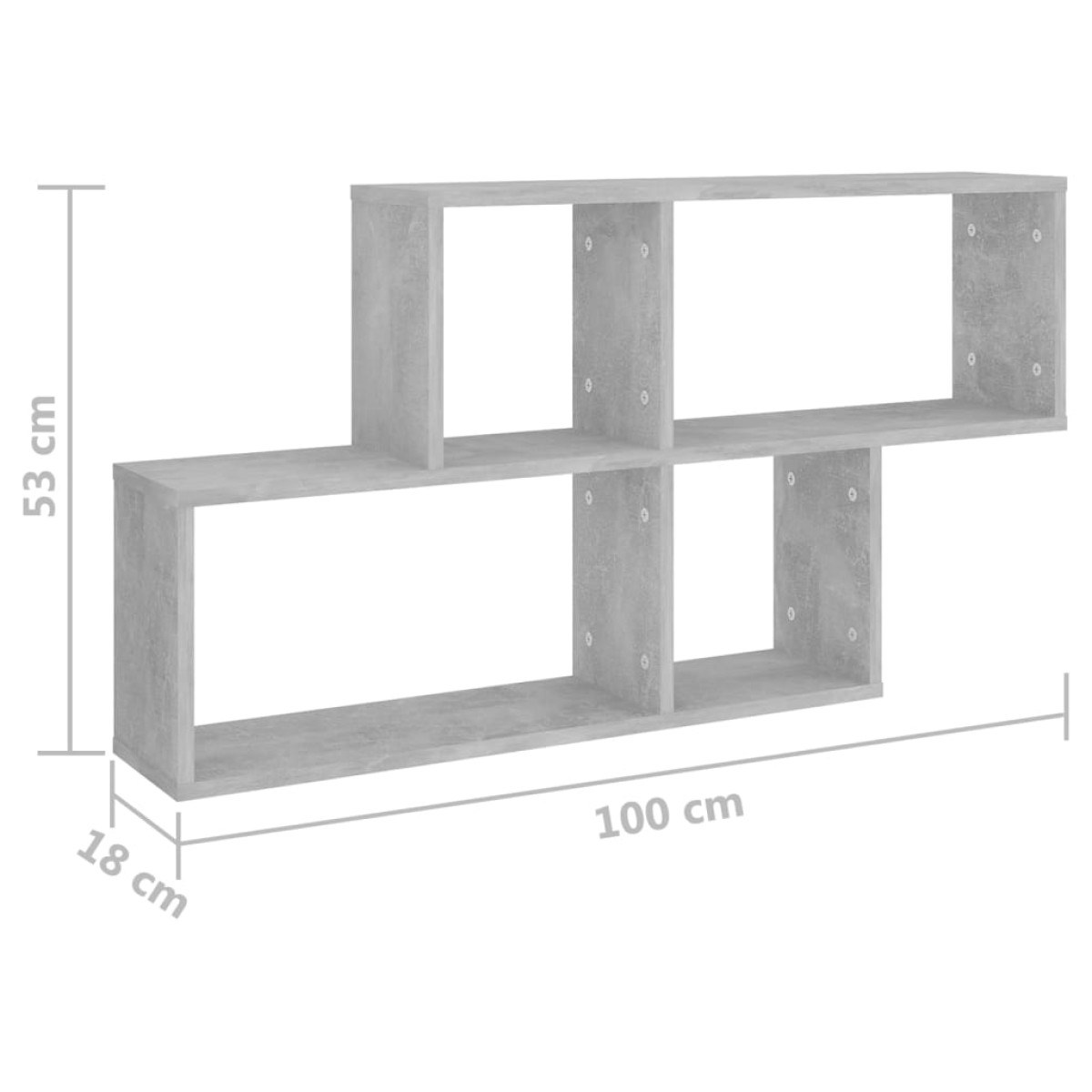 vidaXL Ράφι Τοίχου Γκρι Σκυροδέματος 100 x 18 x 53 εκ. από Μοριοσανίδα