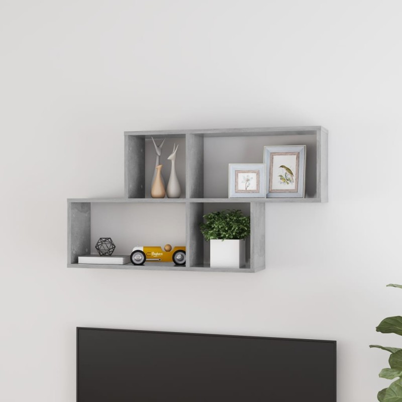 vidaXL Ράφι Τοίχου Γκρι Σκυροδέματος 100 x 18 x 53 εκ. από Επεξ. Ξύλο