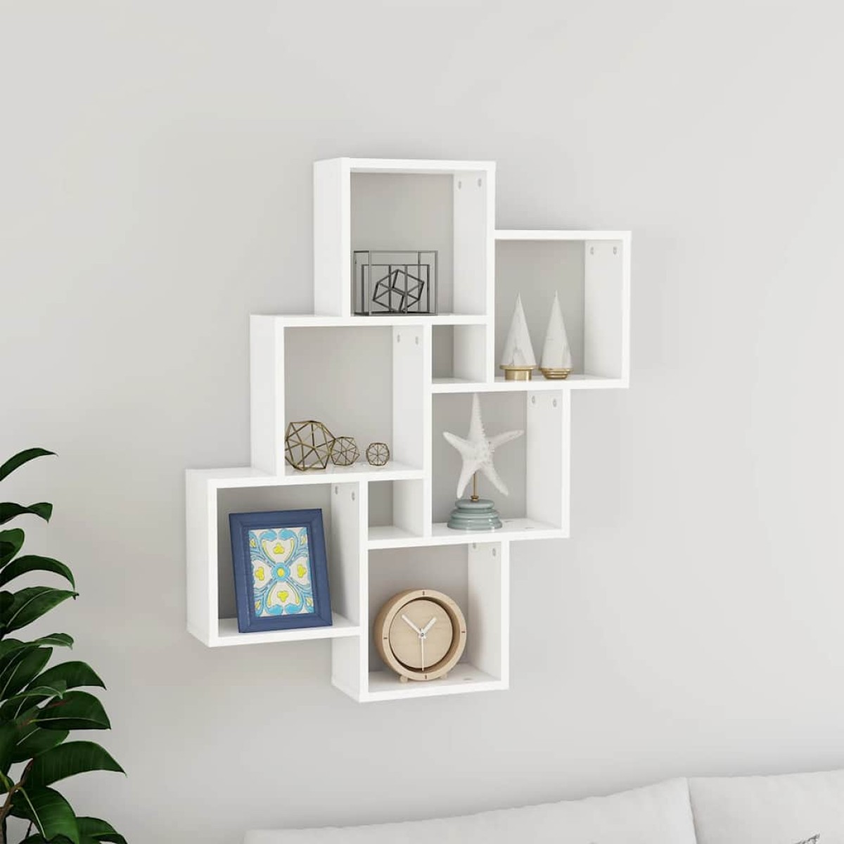 vidaXL Ραφιέρα Τοίχου με Κύβους Λευκή 78 x 15 x 93 εκ. από Μοριοσανίδα