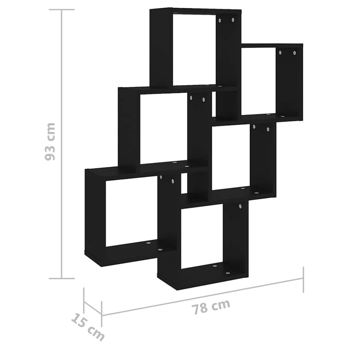 vidaXL Ραφιέρα Τοίχου με Κύβους Μαύρη 78 x 15 x 93 εκ. από Μοριοσανίδα