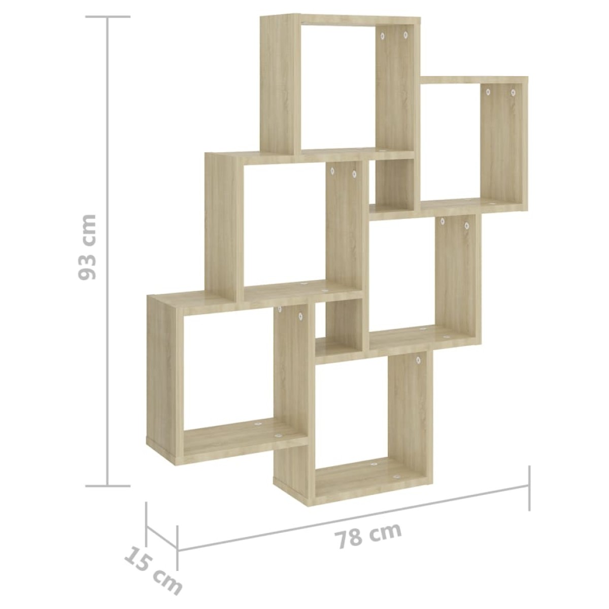 vidaXL Ράφι Κύβος Τοίχου Sonoma Δρυς 78 x 15 x 93 εκ. από Μοριοσανίδα