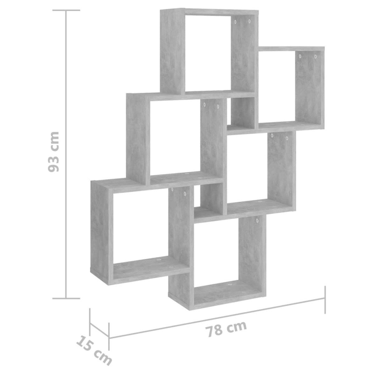 vidaXL Ραφιέρα Τοίχου με Κύβους Γκρι Σκυρ. 78x15x93 εκ. Μοριοσανίδα