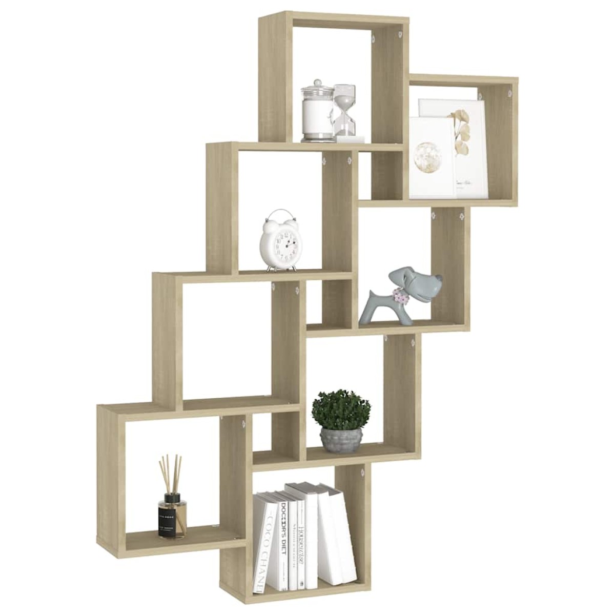vidaXL Ράφι Κύβος Τοίχου Sonoma Δρυς 90 x 15 x 119 εκ. από Μοριοσανίδα