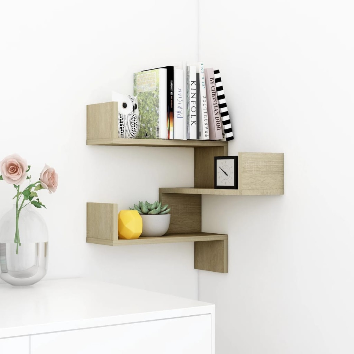 vidaXL Γωνιακή Ραφιέρα Τοίχου Sonoma Δρυς 40 x 40 x 50 εκ. Μοριοσανίδα